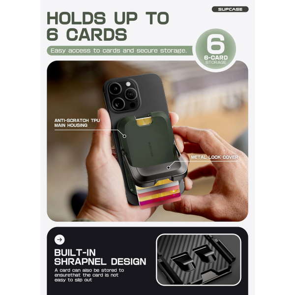 SUPCASE Manyetik Czdan ve Stand-Battle Green