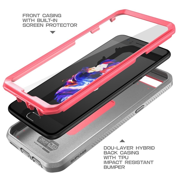 SUPCASE OnePlus 5 Kemer Klipsli Klf/Ekran Koruyucu-Pink-Gray