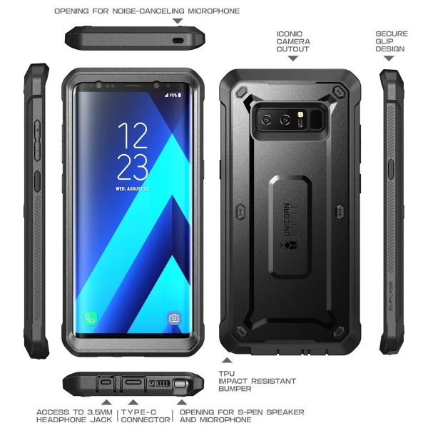 SUPCASE Samsung Galaxy Note 8 Kemer Klipsli Klf-Black