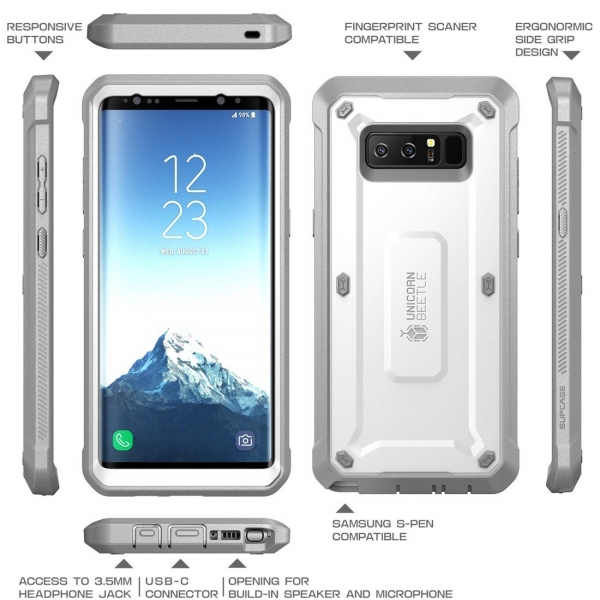 SUPCASE Samsung Galaxy Note 8 Kemer Klipsli Klf-White