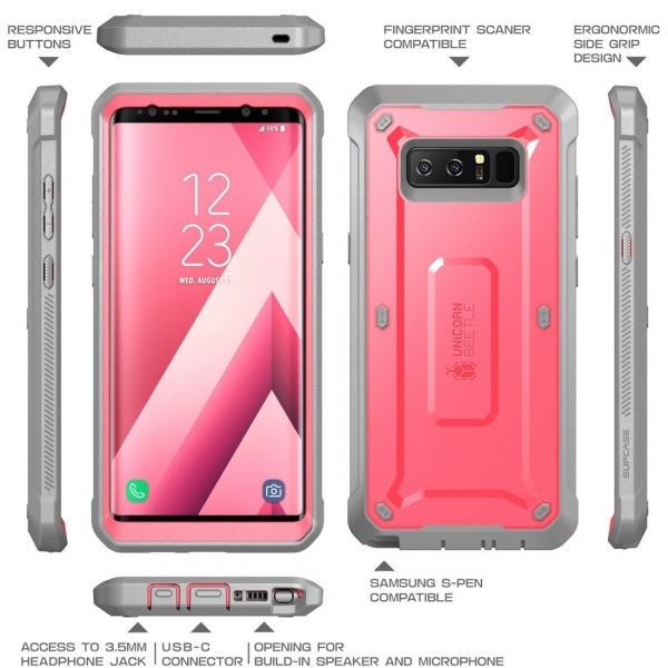 SUPCASE Samsung Galaxy Note 8 Kemer Klipsli Klf-Pink