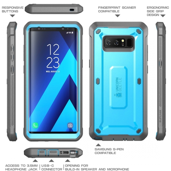 SUPCASE Samsung Galaxy Note 8 Kemer Klipsli Klf-Blue