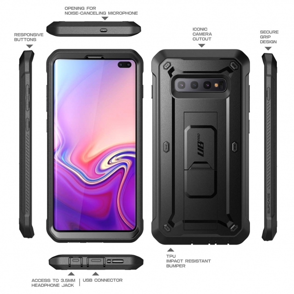 SUPCASE Galaxy S10 Plus Unicorn Beetle Pro Serisi Klf-Black