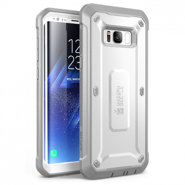 SUPCASE Samsung Galaxy S8 Plus Rugged Kemer Klipsli Klf (MIL-STD-810G)-White