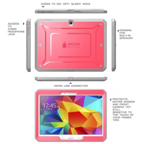 SUPCASE Samsung Galaxy Tab 4 10.1 Unicorn Beetle PRO Serisi Klf-Pink