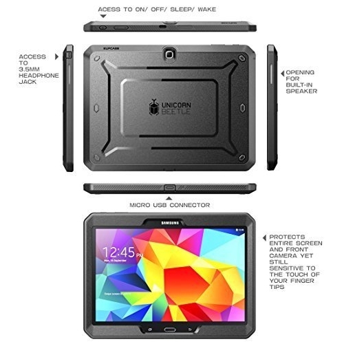SUPCASE Samsung Galaxy Tab 4 10.1 Unicorn Beetle PRO Serisi Klf- Black