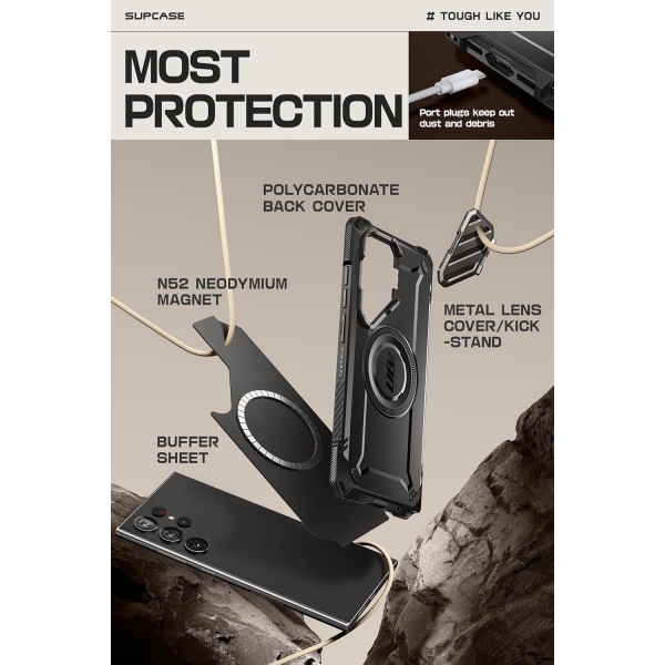 SUPCASE UBMag XT Serisi Galaxy S24 Ultra Klf-Black