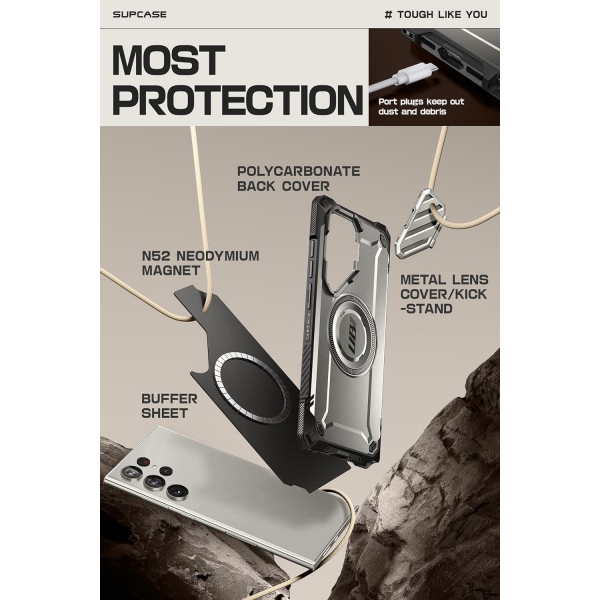 SUPCASE UBMag XT Serisi Galaxy S24 Ultra Klf-TiGray