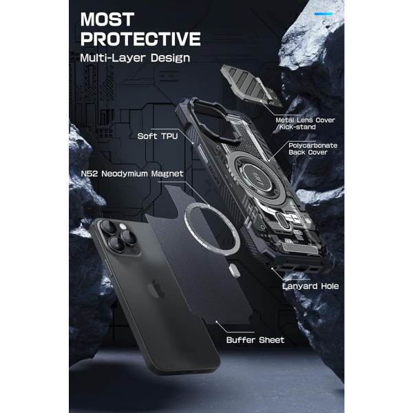 SUPCASE UBMag XT iPhone 15 Pro Max Klf -Black Circuit 