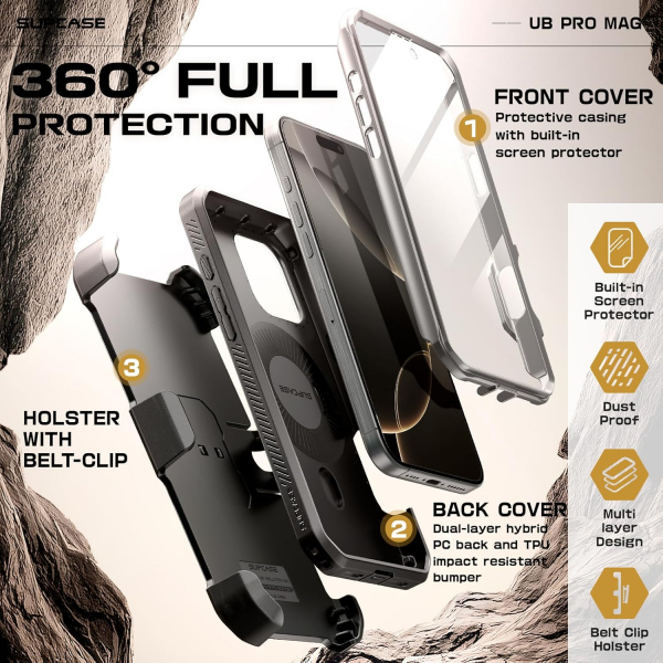 SUPCASE Apple iPhone 16 Pro UBP Mag Tam Korumal Klf-TiGray