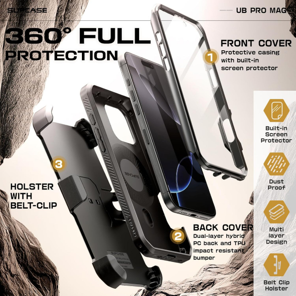SUPCASE Apple iPhone 16 Pro UBP Mag Tam Korumal Klf-Black