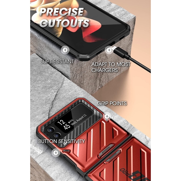 SUPCASE UBP Serisi Samsung Galaxy Z Flip 3 Klf (2021)-Red