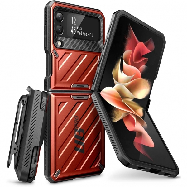 SUPCASE UBP Serisi Samsung Galaxy Z Flip 3 Klf (2021)-Red