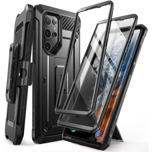 SUPCASE UB Pro Serisi Ekstra ereveli Galaxy S22 Ultra Klf-Black