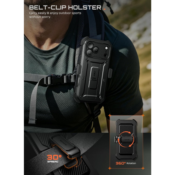 SUPCASE UB Pro iPhone 18 Pro Max Kemer Klipsi K�l�f-Black