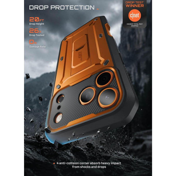 SUPCASE UB Pro iPhone 18 Pro Max Kemer Klipsi K�l�f-Coral