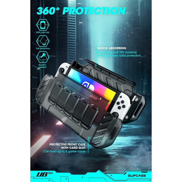 SUPCASE Unicorn Beetle Pro Forma Serisi Nintendo Switch OLED Klf(MIL-STD-810G)-FrostBlack
