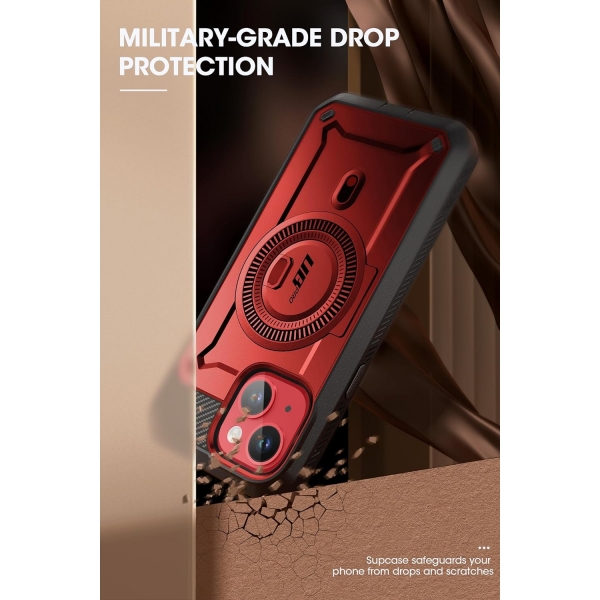 SUPCASE Unicorn Beetle Pro Mag Serisi Apple iPhone 15 Klf (MIL-STD-810G)-Krmz