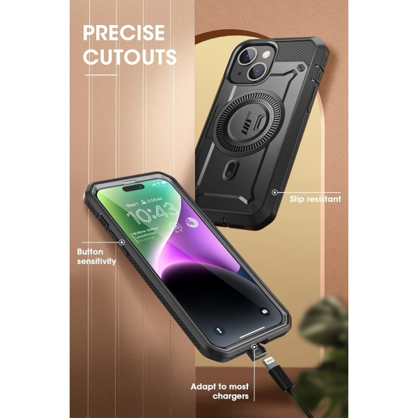 SUPCASE Unicorn Beetle Pro Mag Serisi Apple iPhone 15 Klf (MIL-STD-810G)-Siyah