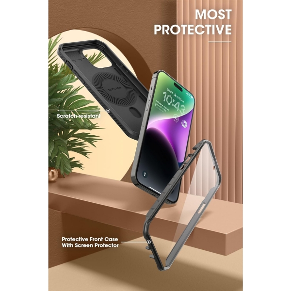 SUPCASE Unicorn Beetle Pro Mag Serisi Apple iPhone 15 Klf (MIL-STD-810G)-Siyah
