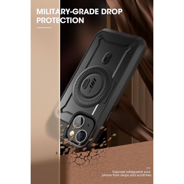 SUPCASE Unicorn Beetle Pro Mag Serisi Apple iPhone 15 Klf (MIL-STD-810G)-Siyah