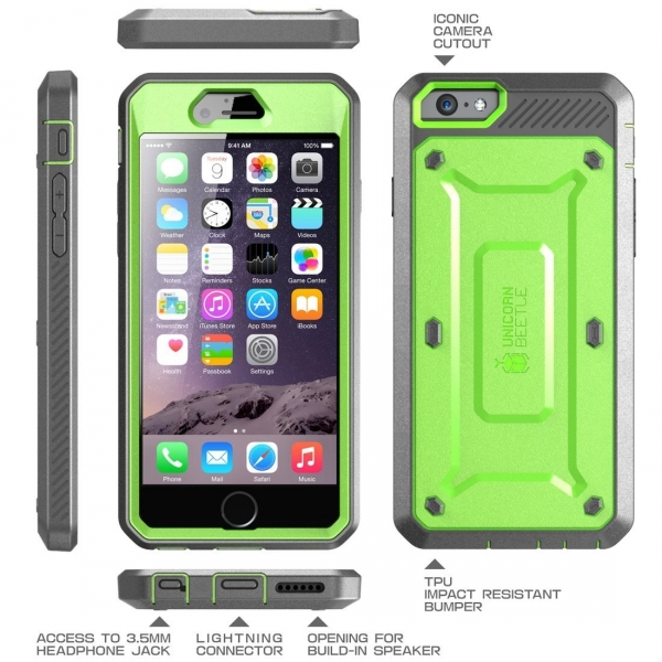SUPCASE iPhone 6 / 6S Unicorn Beetle Pro Rugged Holster Klf-Green