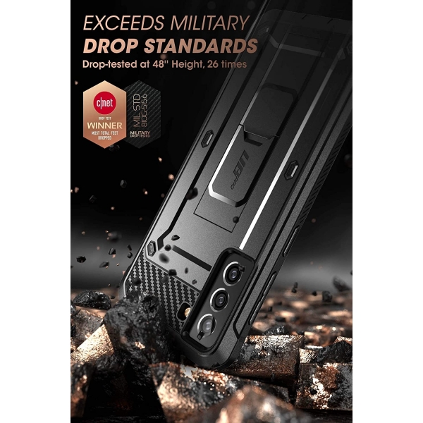 SUPCASE Unicorn Beetle Pro Serisi Galaxy S21 FE Kickstand Klf (MIL-STD-810G) -Black