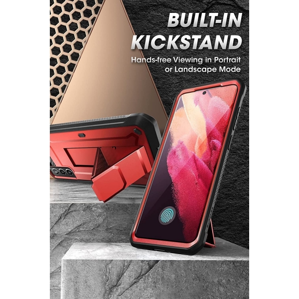 SUPCASE Unicorn Beetle Pro Serisi Galaxy S21 FE Kickstand Klf (MIL-STD-810G) -Ruddy