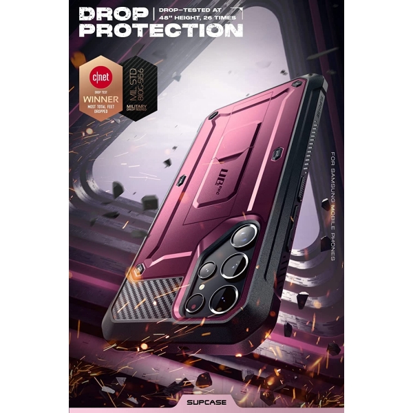 SUPCASE Unicorn Beetle Pro Serisi Galaxy S22 Ultra Klf-Wine