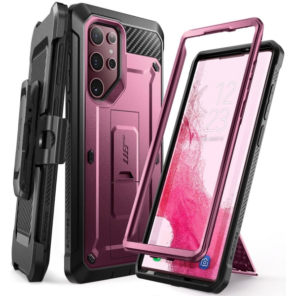 SUPCASE Unicorn Beetle Pro Serisi Galaxy S22 Ultra Klf-Wine