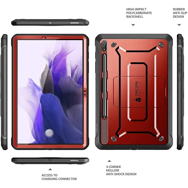 SUPCASE Unicorn Beetle Pro Serisi Galaxy S7 FE Klf (12.4 in)-Red