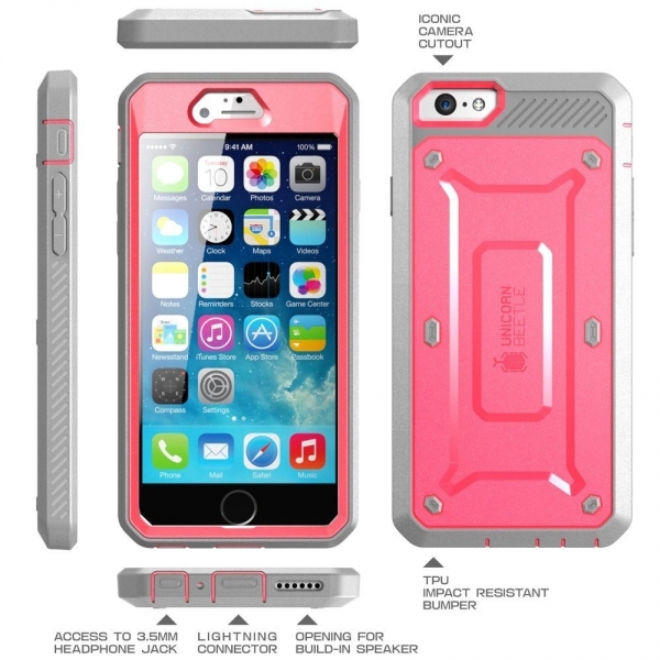 SUPCASE iPhone 6 Plus Unicorn Beetle Pro Serisi Klf (Ekran Koruyucu Dahildir)-Pink