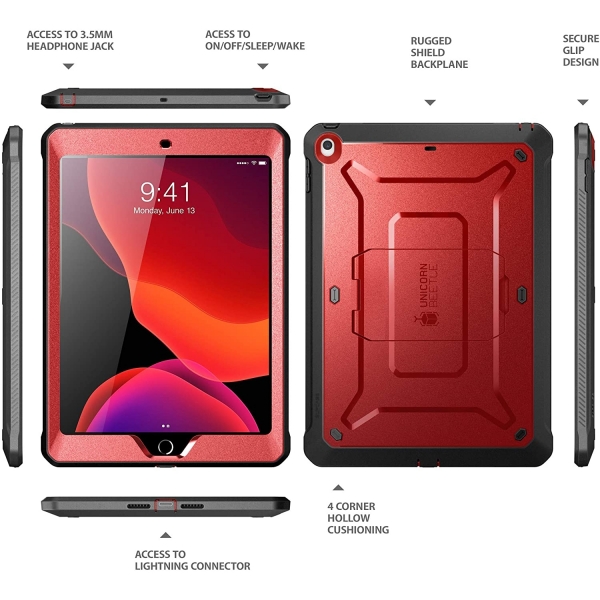 SUPCASE iPad Unicorn Beetle Pro Serisi Kılıf (10.2inç)(7.Nesil)-Red