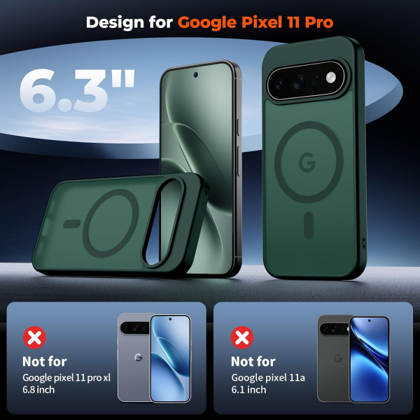 SUPFINE Google Pixel 11 Pro Manyetik K�l�f-Forest Green