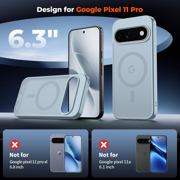 SUPFINE Google Pixel 11 Pro Manyetik K�l�f-Sliver Blue