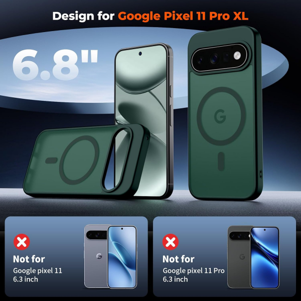SUPFINE Google Pixel 11 Pro XL Manyetik K�l�f -Forest Green
