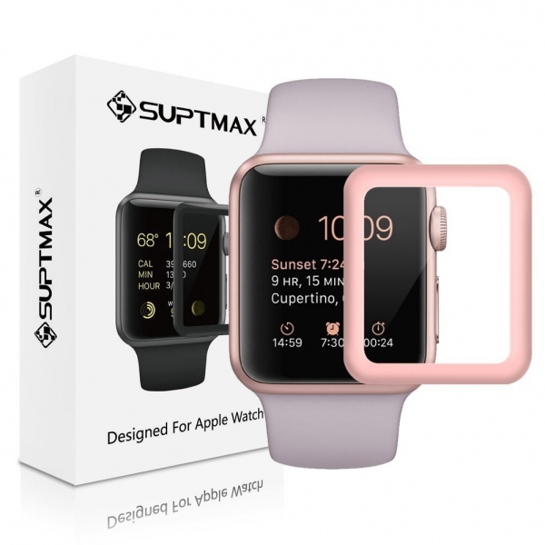 SUPTMAX Apple Watch Seri 2 Cam Ekran Koruyucu (42 mm)-Rose Gold