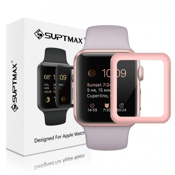 SUPTMAX Apple Watch Cam Ekran Koruyucu (38 mm)-Rose Gold