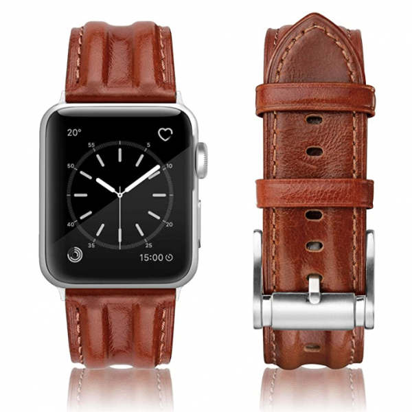 SWEES Deri Apple Watch Kay (45mm)-Retro Red Brown