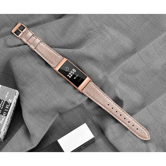 SWEES Fitbit Charge 3 Deri Kay (Large)-Rose Gold