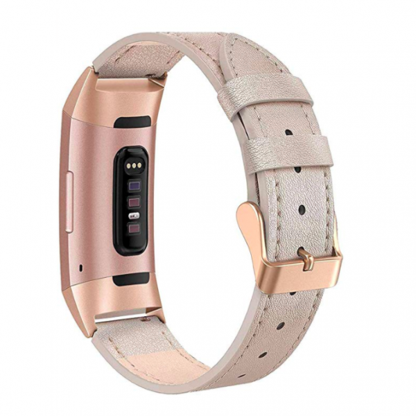 SWEES Fitbit Charge 3 Deri Kay (Large)-Champagne