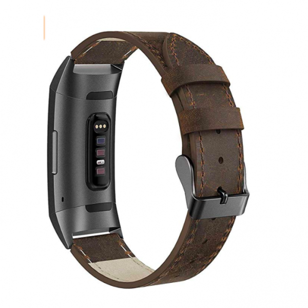 SWEES Fitbit Charge 3 Deri Kay (Large)-Retro Dark Brown