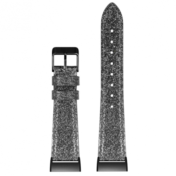 SWEES Fitbit Charge 3 Deri Kay (Small)-Glitter Black