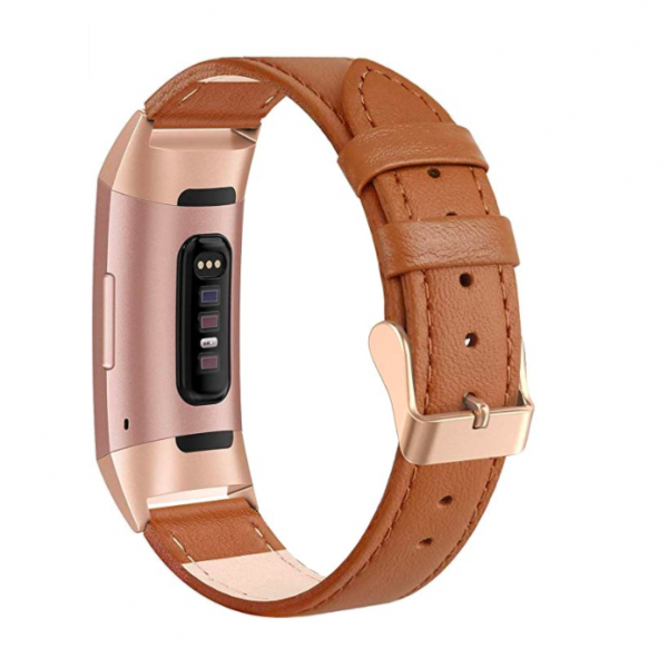 SWEES Fitbit Charge 3 Deri Kay (Small)-Classic Brown
