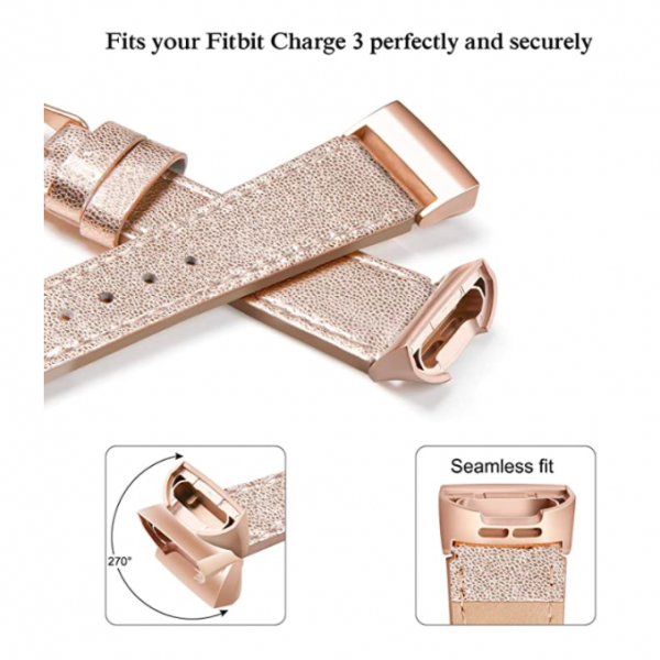 SWEES Fitbit Charge 3 Deri Kay (Small)-Rose Gold