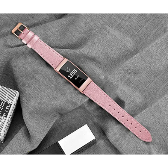 SWEES Fitbit Charge 3 Deri Kay (Small)-Rose Pink