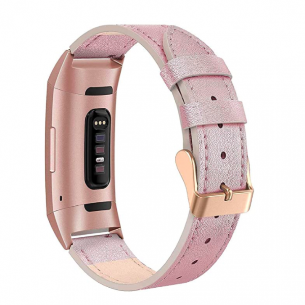 SWEES Fitbit Charge 3 Deri Kay (Small)-Rose Pink