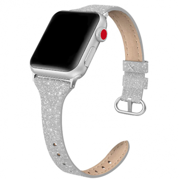 SWEES Simli Deri Apple Watch Kay (41mm)-Silver