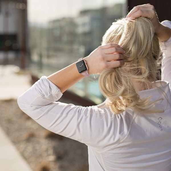 SWEES Simli Silikon Apple Watch Kay (45mm)-Rose Gold