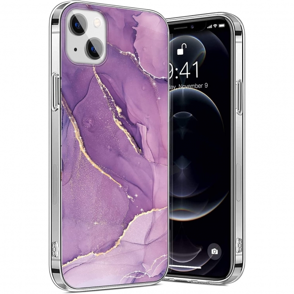 Sahara Case iPhone 14 Plus Darbeye Dayankl Klf-Purple Gold